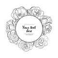 Black and white vector illustration. Vintage frame with flowers. Royalty Free Stock Photo